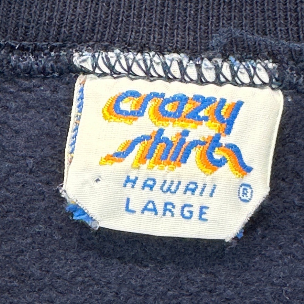 VTG 90s Crazy Shirts Hawaii Sweatshirt Ki'i Pohaku Stone Art Print Crewneck L - Picture 5 of 14